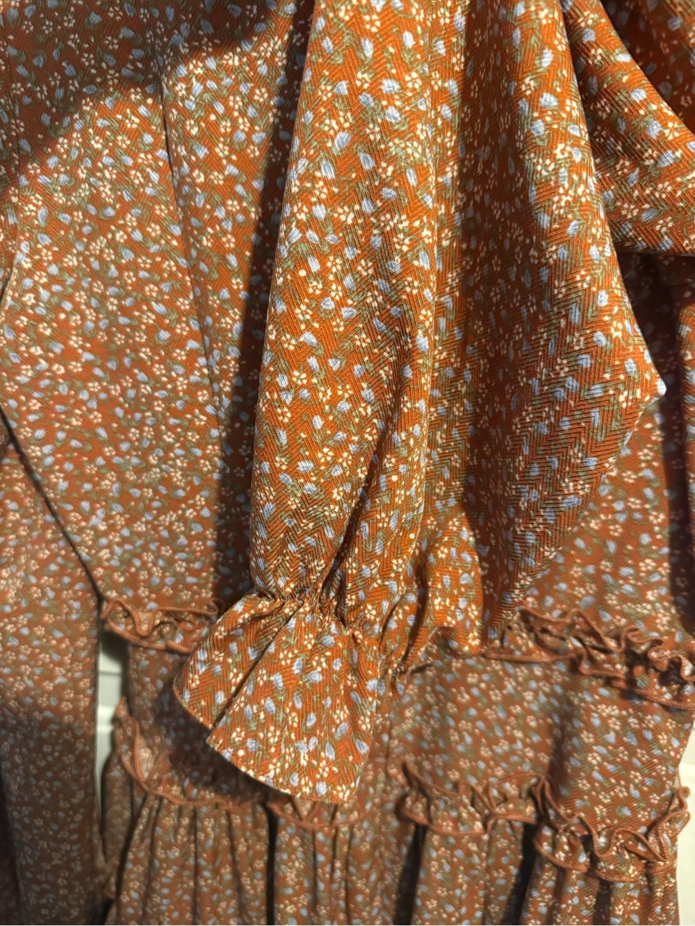 LULU Admire You Orange Floral Print Ruffled Long Sleeve Mini Dress - Picture 9 of 10